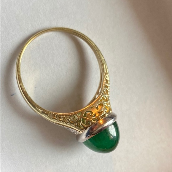 Art Deco Emerald Cabochon Ring - Picture 7 of 13